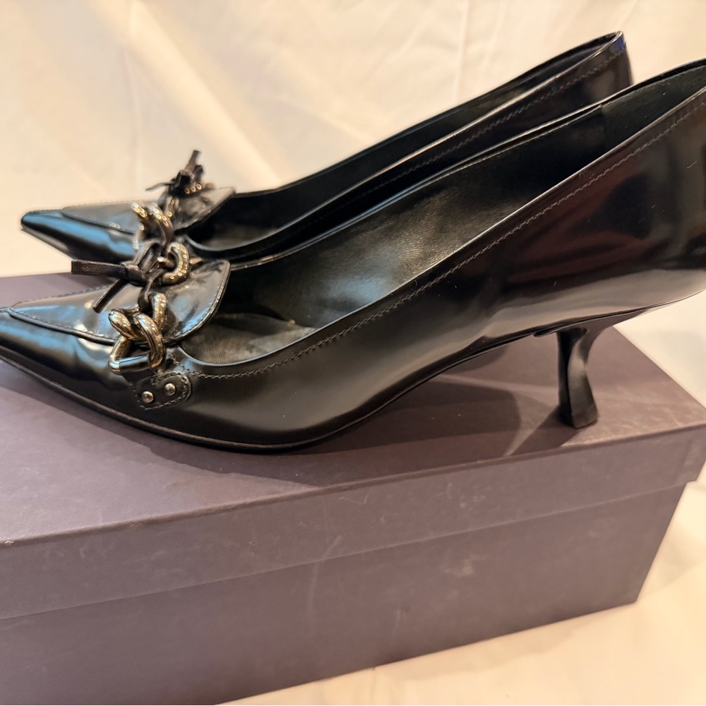 Prada Black Chain Detail Heels